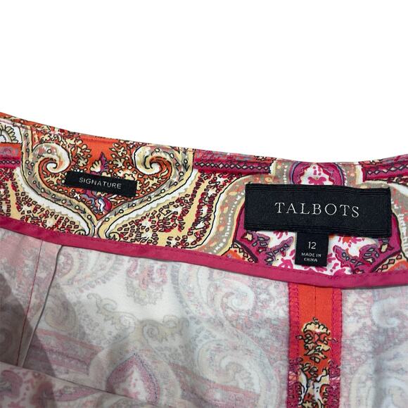 TALBOTS Signature Grecian Paisley Ankle Pants Women's 12 Boho Chic Maximalist - Picture 9 of 10